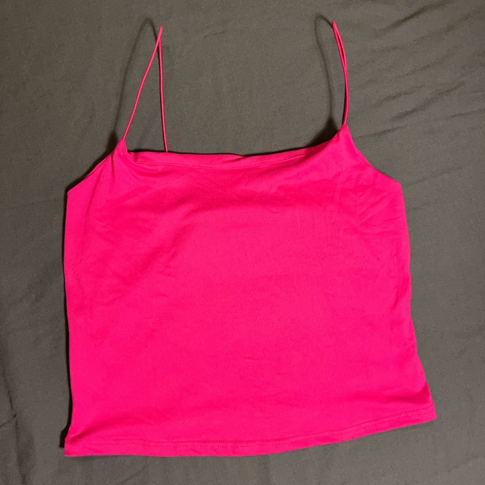 Hot pink spaghetti strap crop top